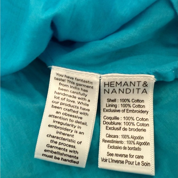 Hemant and Nandita Floral One Shoulder Cotton Eyelet Mini Dress Size Large - Picture 13 of 14